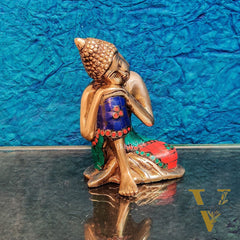 Handcrafted Brass Thinking Buddha Statue | 6" Tall