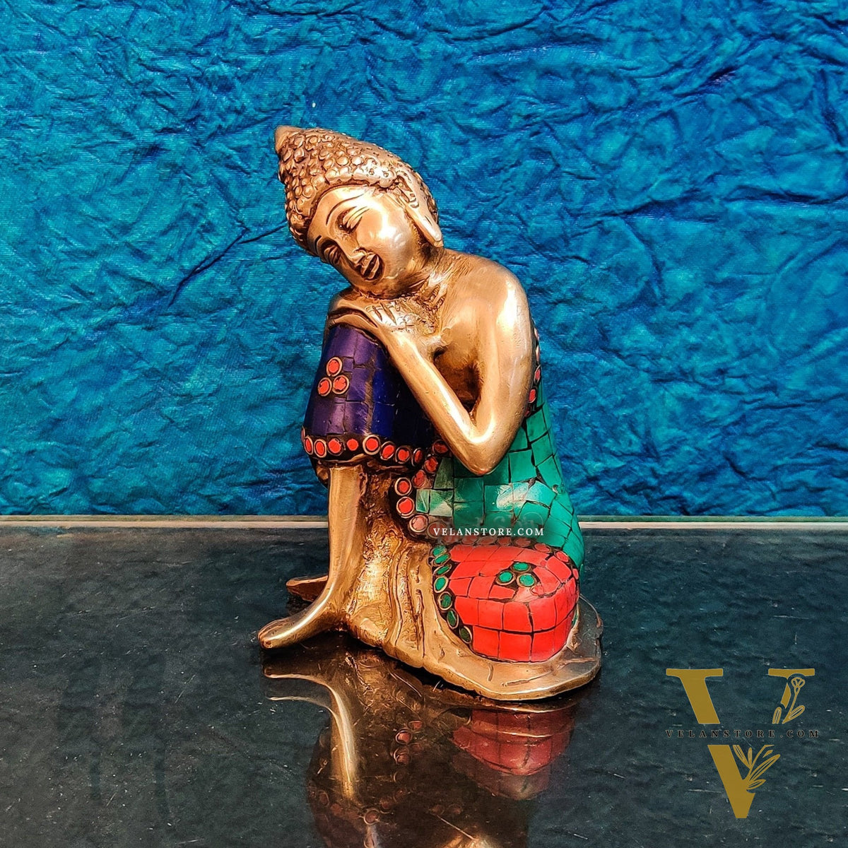 Handcrafted Brass Thinking Buddha Statue | 6" Tall