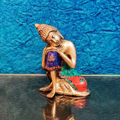 Handcrafted Brass Thinking Buddha Statue | 6" Tall