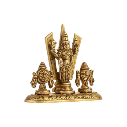Handcrafted Brass Tirupati Balaji Idol | Shankh, Chakra, Namaha | 4 inch