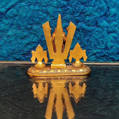 Handcrafted Brass Tirupati Balaji Idol | Shankh, Chakra, Namaha | 4 inch