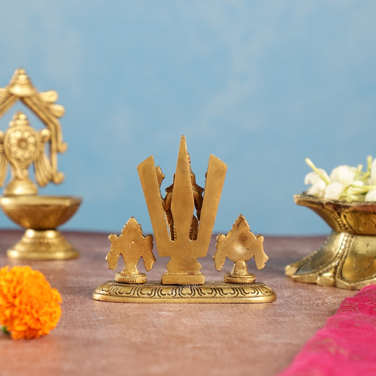 Handcrafted Brass Tirupati Balaji Idol | Shankh, Chakra, Namaha | 4 inch