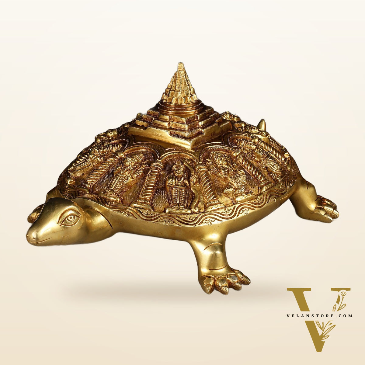 Handcrafted Brass Vishnu Dashavatar Statue with Shree Yantra on Tortoise Base