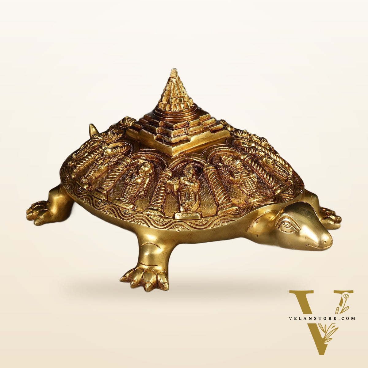 Handcrafted Brass Vishnu Dashavatar Statue with Shree Yantra on Tortoise Base