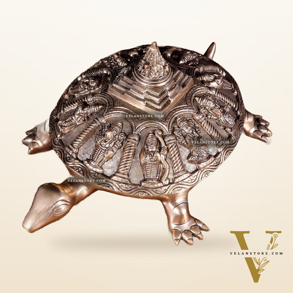 Handcrafted Brass Vishnu Dashavatars with Shree Yantra on Tortoise Base 13 inch