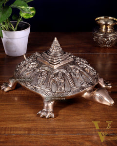 Handcrafted Brass Vishnu Dashavatars with Shree Yantra on Tortoise Base 13 inch