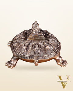 Handcrafted Brass Vishnu Dashavatars with Shree Yantra on Tortoise Base 13 inch