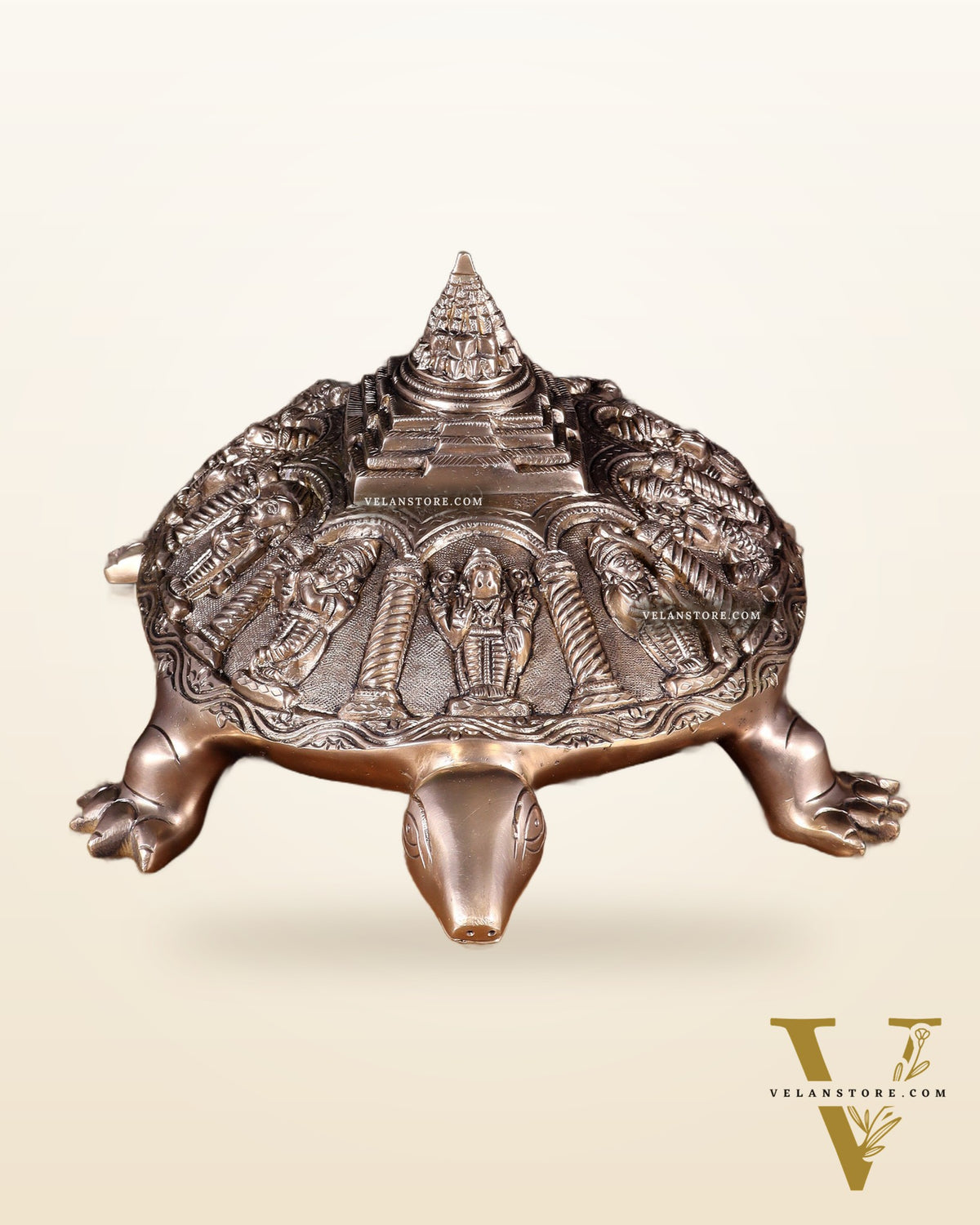 Handcrafted Brass Vishnu Dashavatars with Shree Yantra on Tortoise Base 13 inch