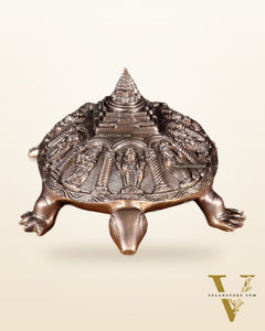 Handcrafted Brass Vishnu Dashavatars with Shree Yantra on Tortoise Base 13 inch