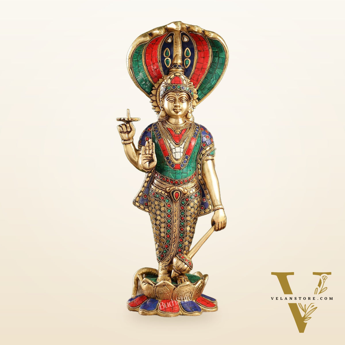 Handcrafted Brass Vishnu Statue - 17" Height | Divine Brass Idol