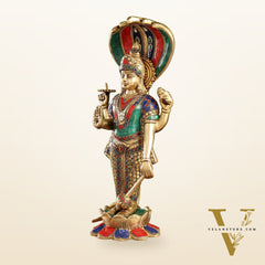 Handcrafted Brass Vishnu Statue - 17" Height | Divine Brass Idol