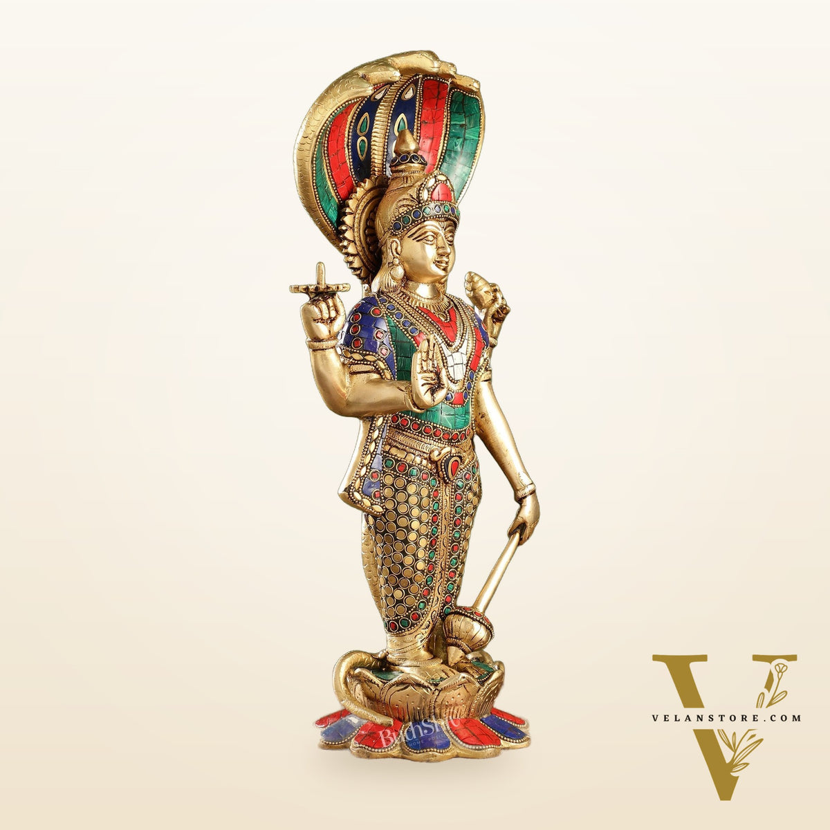 Handcrafted Brass Vishnu Statue - 17" Height | Divine Brass Idol