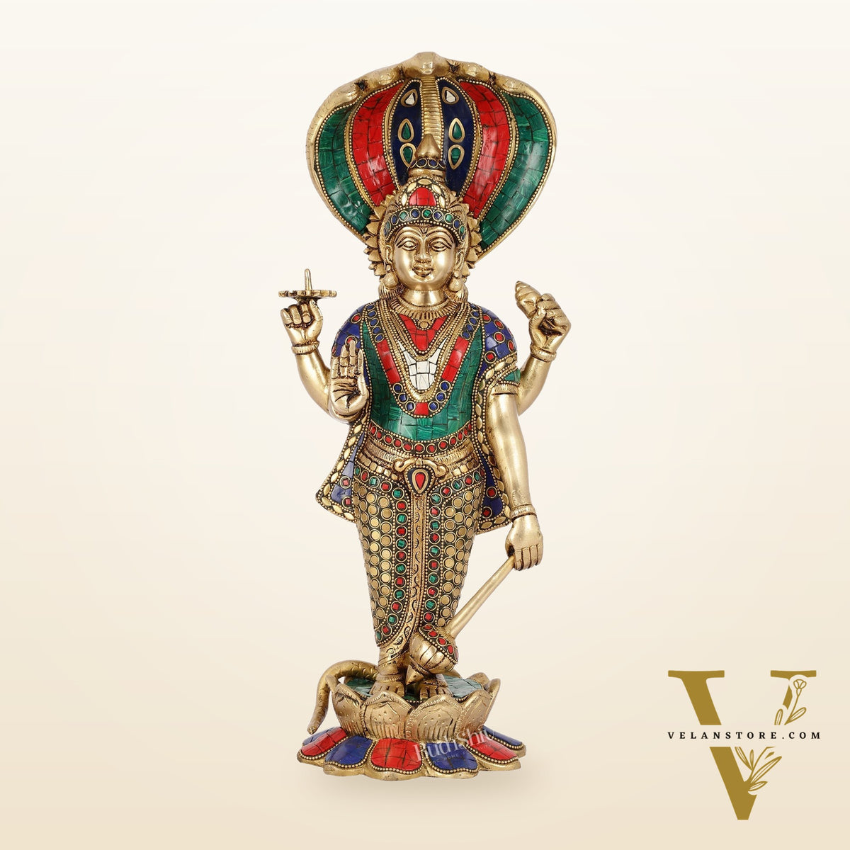 Handcrafted Brass Vishnu Statue - 17" Height | Divine Brass Idol