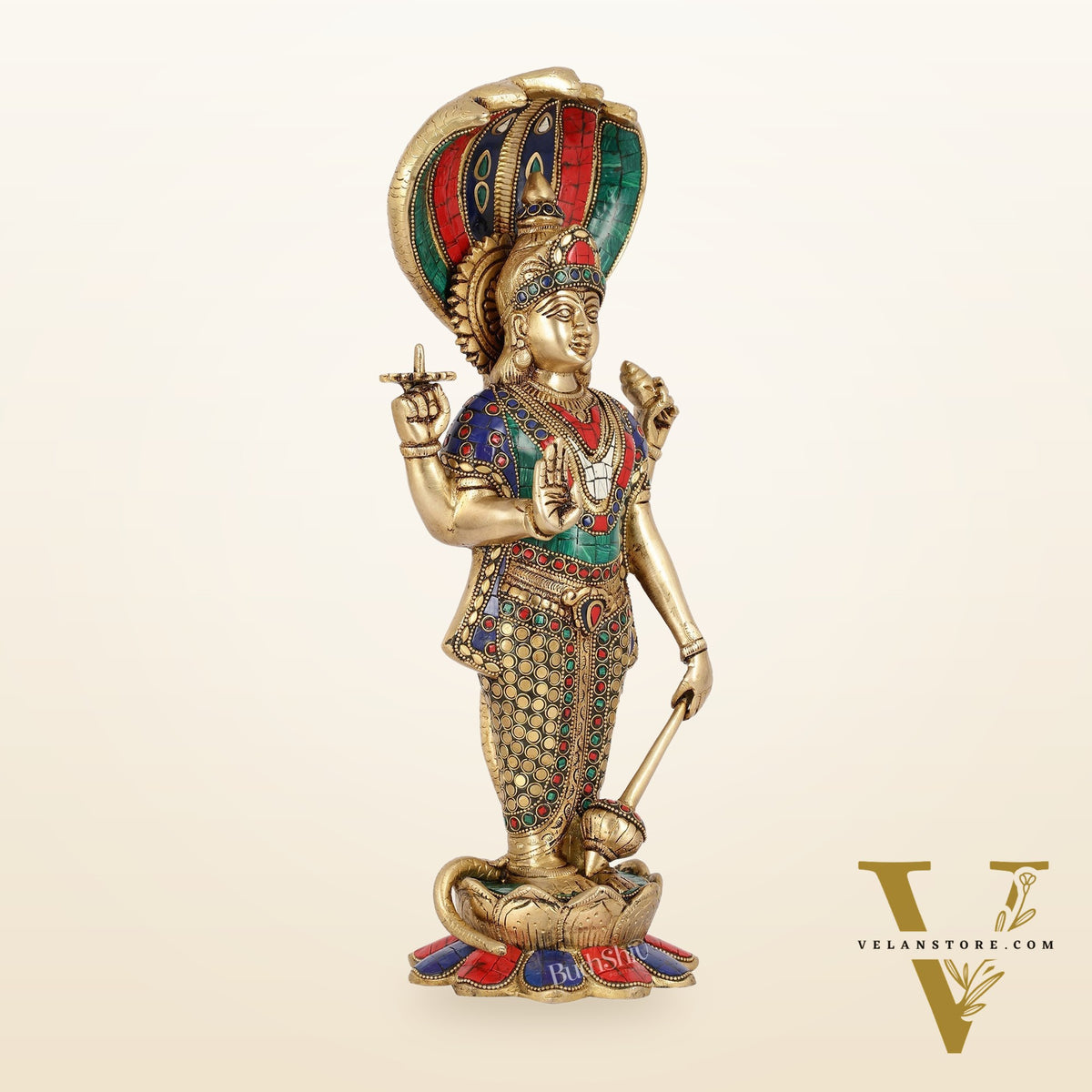 Handcrafted Brass Vishnu Statue - 17" Height | Divine Brass Idol