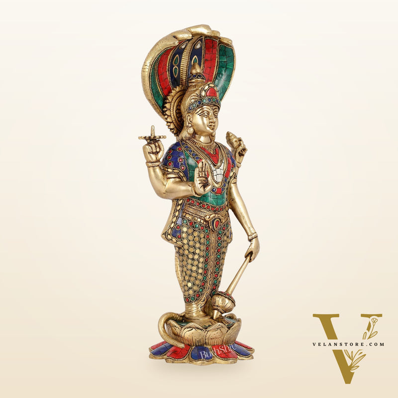 Handcrafted Brass Vishnu Statue - 17" Height | Divine Brass Idol