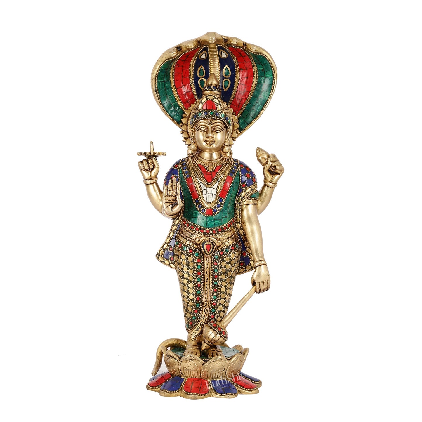 Handcrafted Brass Vishnu Statue - 17" Height | Divine Brass Idol