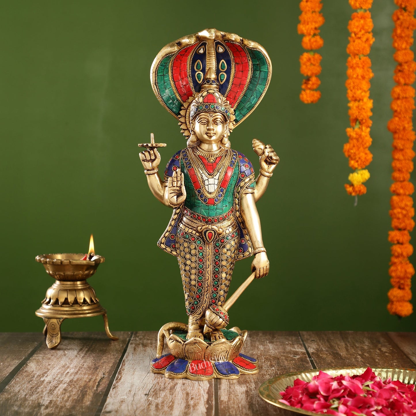 Handcrafted Brass Vishnu Statue - 17" Height | Divine Brass Idol