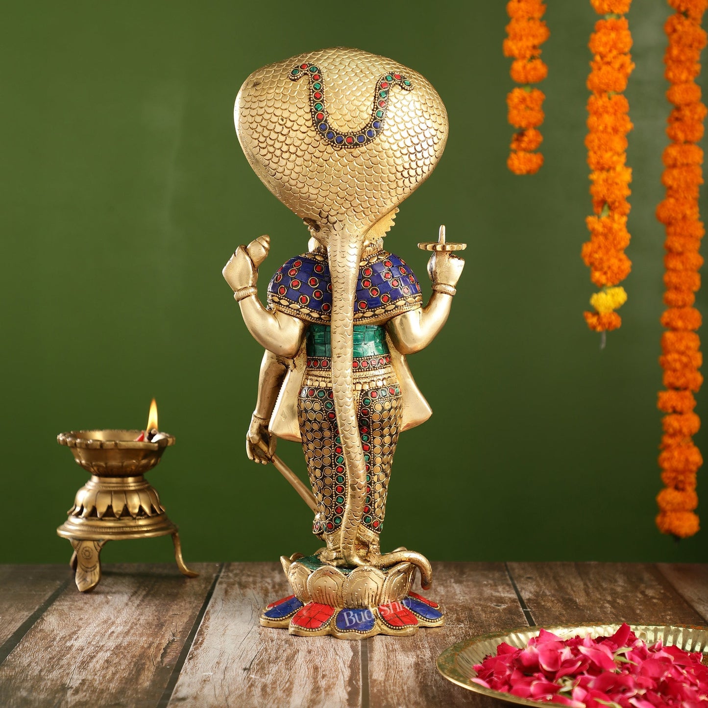 Handcrafted Brass Vishnu Statue - 17" Height | Divine Brass Idol