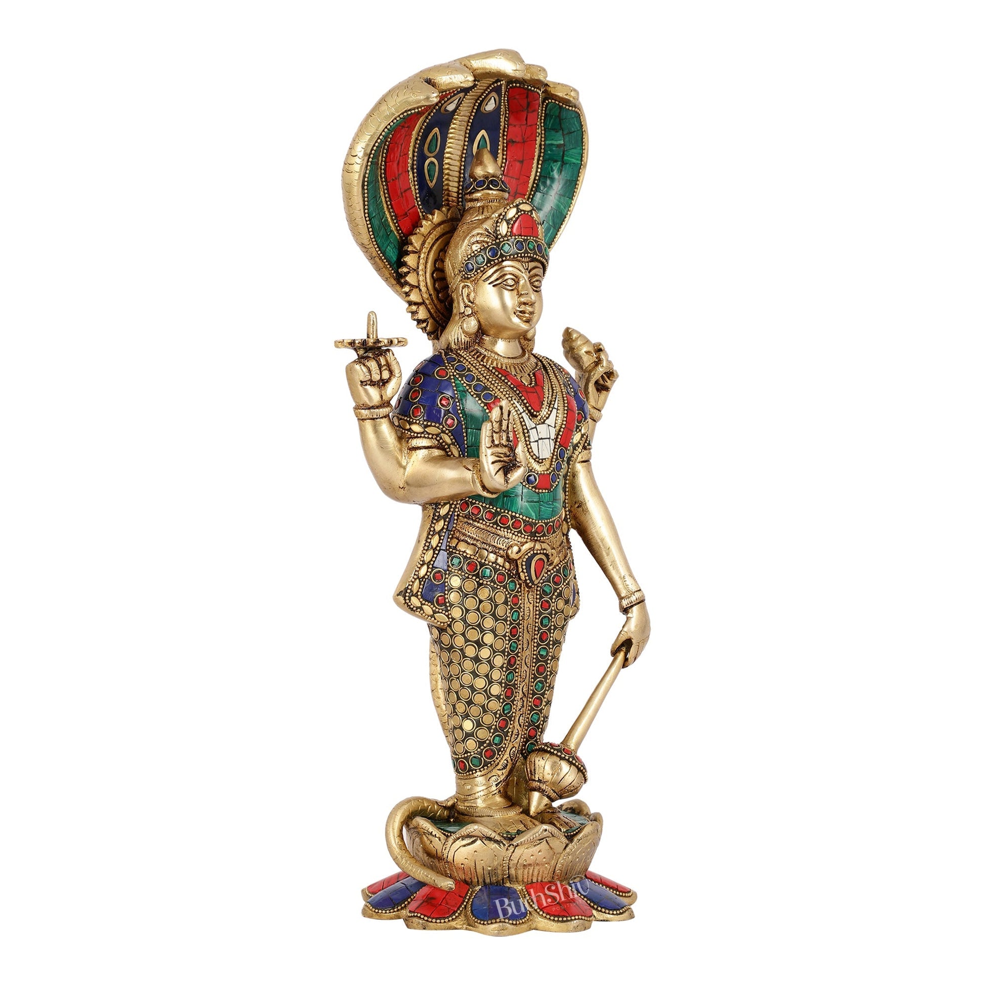 Handcrafted Brass Vishnu Statue - 17" Height | Divine Brass Idol