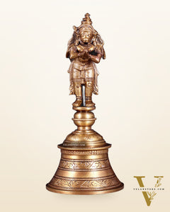 Handcrafted Bronze Garuda and Hanuman strong Hand Bell 8"