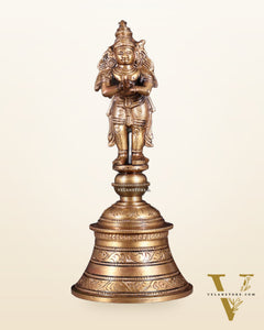 Handcrafted Bronze Garuda and Hanuman strong Hand Bell 8"