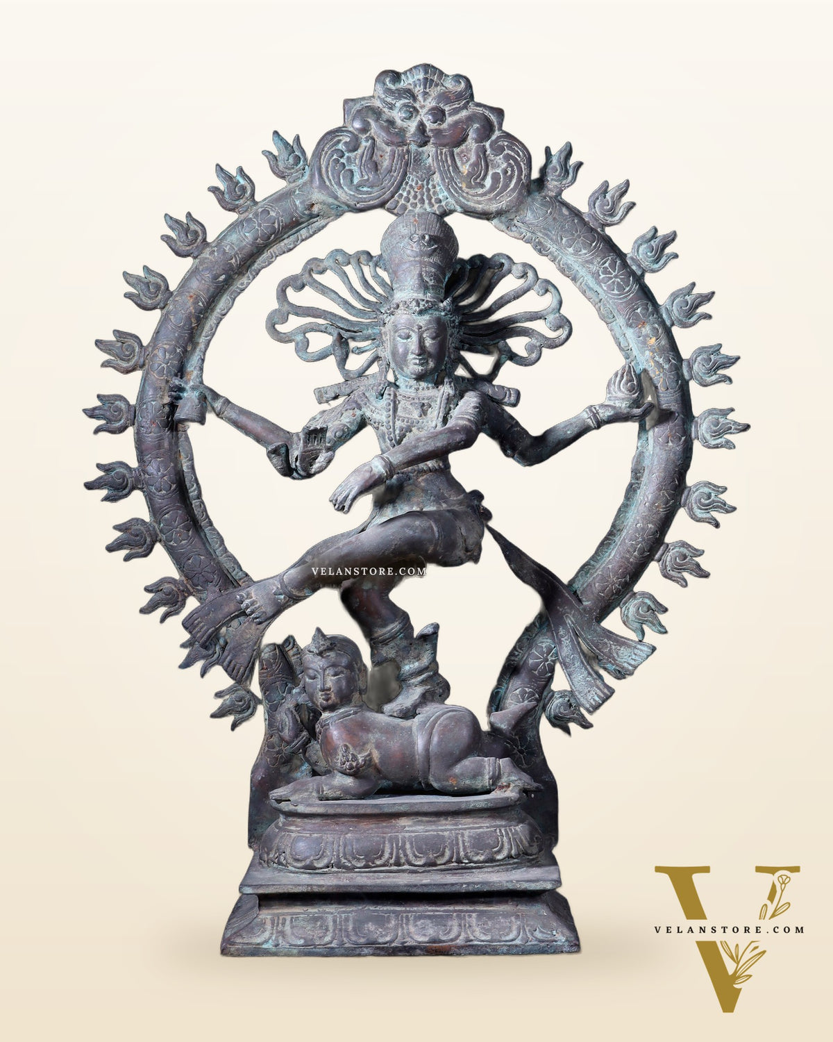 Handcrafted Bronze Nataraja – Dancing Shiva Vintage Indonesian Sculpture 22"