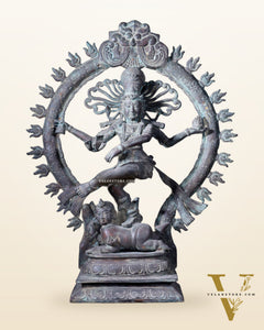 Handcrafted Bronze Nataraja – Dancing Shiva Vintage Indonesian Sculpture 22"