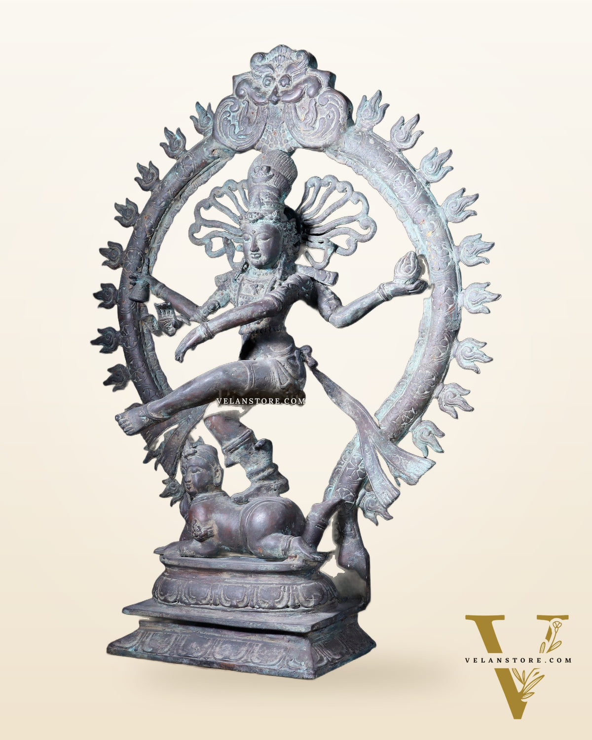 Handcrafted Bronze Nataraja – Dancing Shiva Vintage Indonesian Sculpture 22"