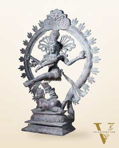 Handcrafted Bronze Nataraja – Dancing Shiva Vintage Indonesian Sculpture 22"
