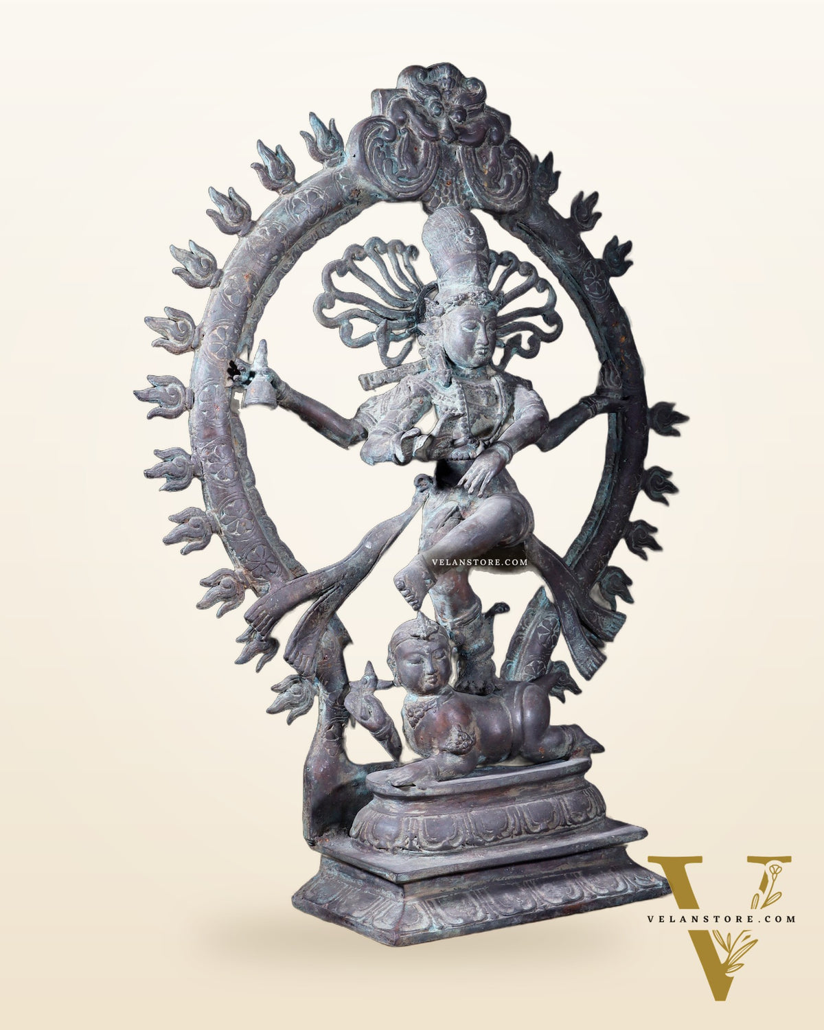 Handcrafted Bronze Nataraja – Dancing Shiva Vintage Indonesian Sculpture 22"