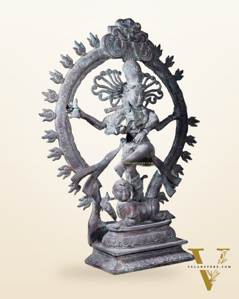 Handcrafted Bronze Nataraja – Dancing Shiva Vintage Indonesian Sculpture 22"