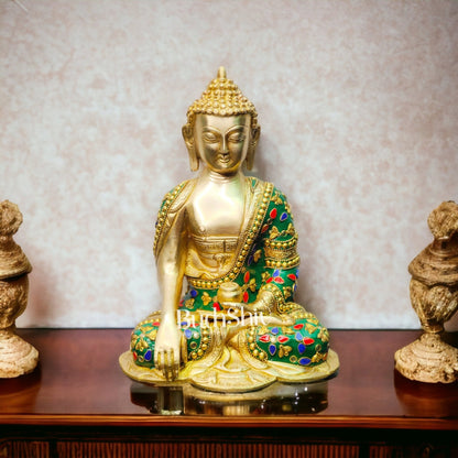 Handcrafted Buddha Statue in Bhoomisparsha Mudra Fine 10"