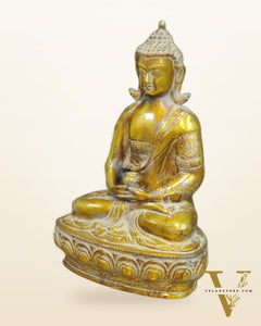 Handcrafted Buddha Statue in Vitarka Mudra | Antique Rustic Finish | 12" x 9" x 6"
