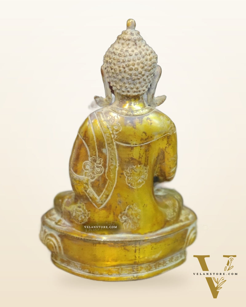 Handcrafted Buddha Statue in Vitarka Mudra | Antique Rustic Finish | 12" x 9" x 6"