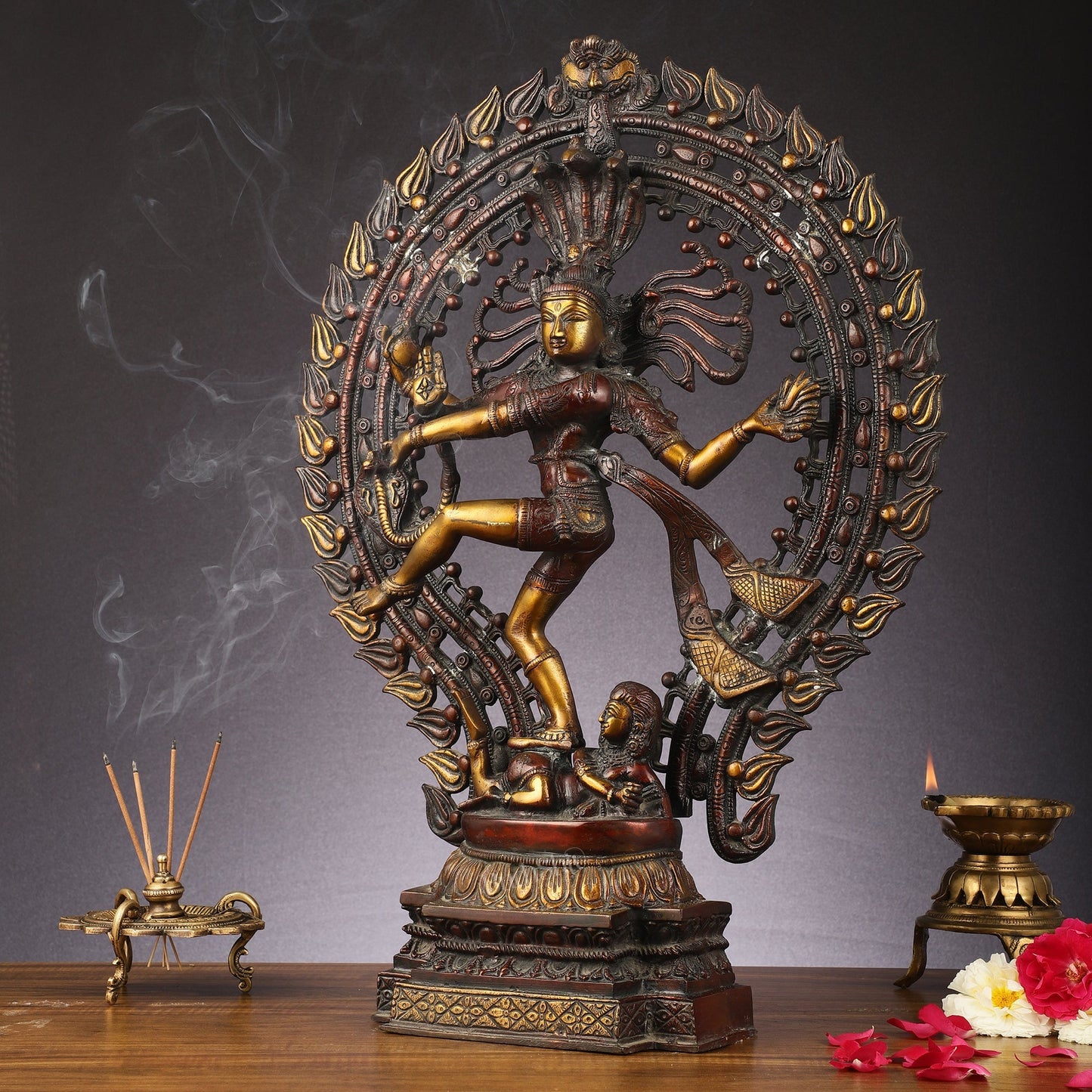 Handcrafted Chola Style Nataraja Statue - 22.5 Inch Pure Brass Sculpture