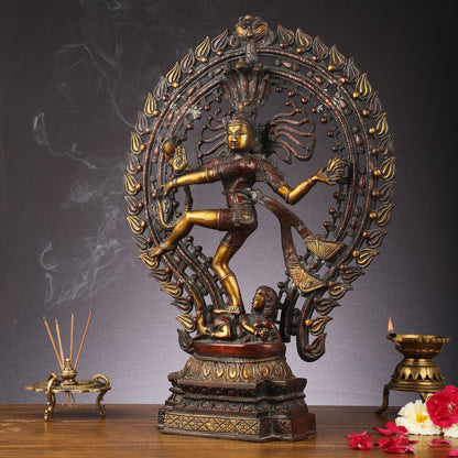 Handcrafted Chola Style Nataraja Statue - 22.5 Inch Pure Brass Sculpture