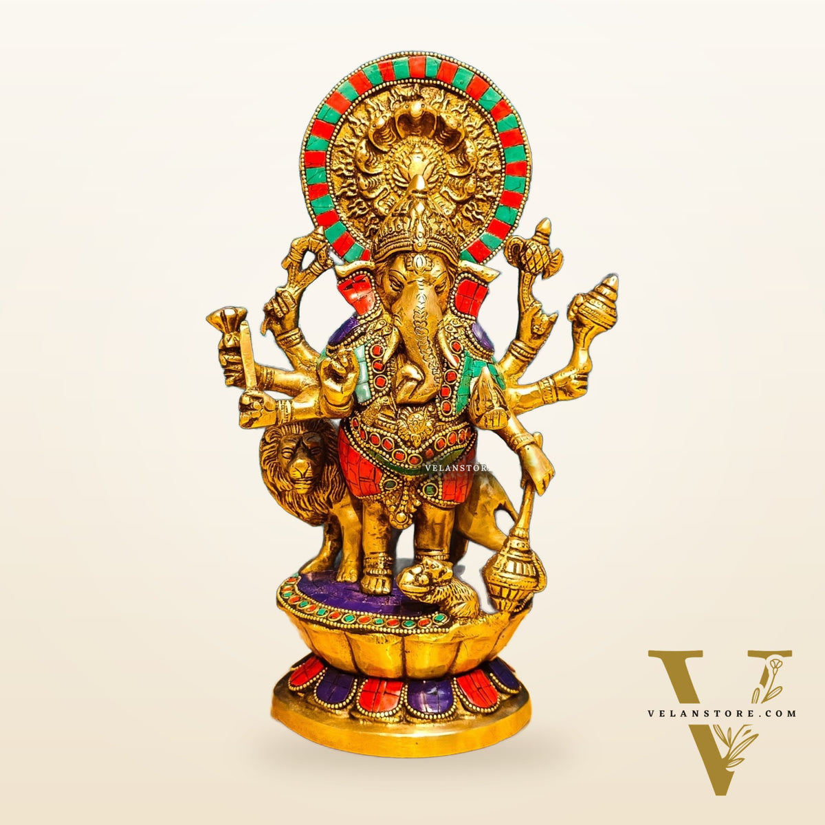 Handcrafted Dhrishti Ganesh Statue - Ward off Evil with Lord Ganesha Incarnation 12"