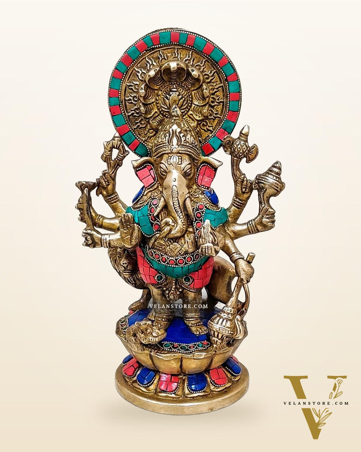 Handcrafted Dhrishti Ganesh Statue - Ward off Evil with Lord Ganesha Incarnation 12"