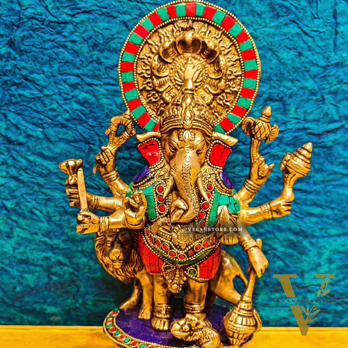 Handcrafted Dhrishti Ganesh Statue - Ward off Evil with Lord Ganesha Incarnation 12"