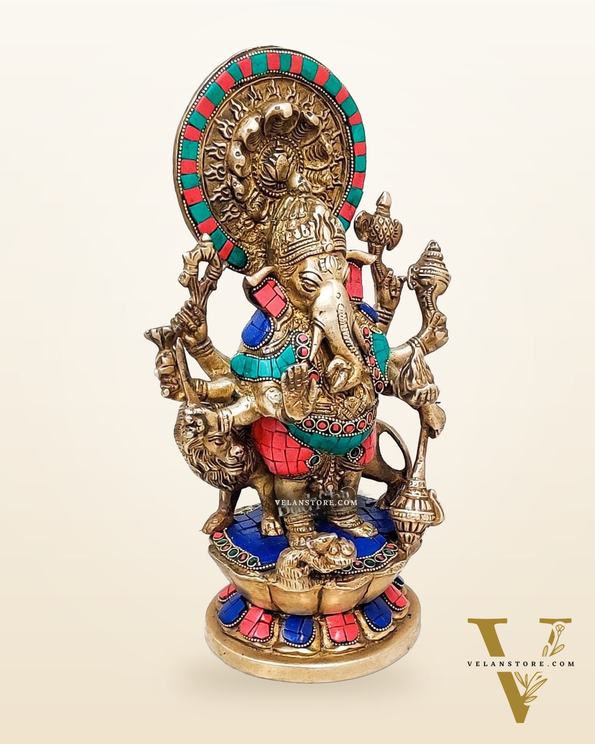 Handcrafted Dhrishti Ganesh Statue - Ward off Evil with Lord Ganesha Incarnation 12"