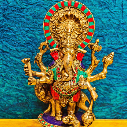 Handcrafted Dhrishti Ganesh Statue - Ward off Evil with Lord Ganesha Incarnation 12"
