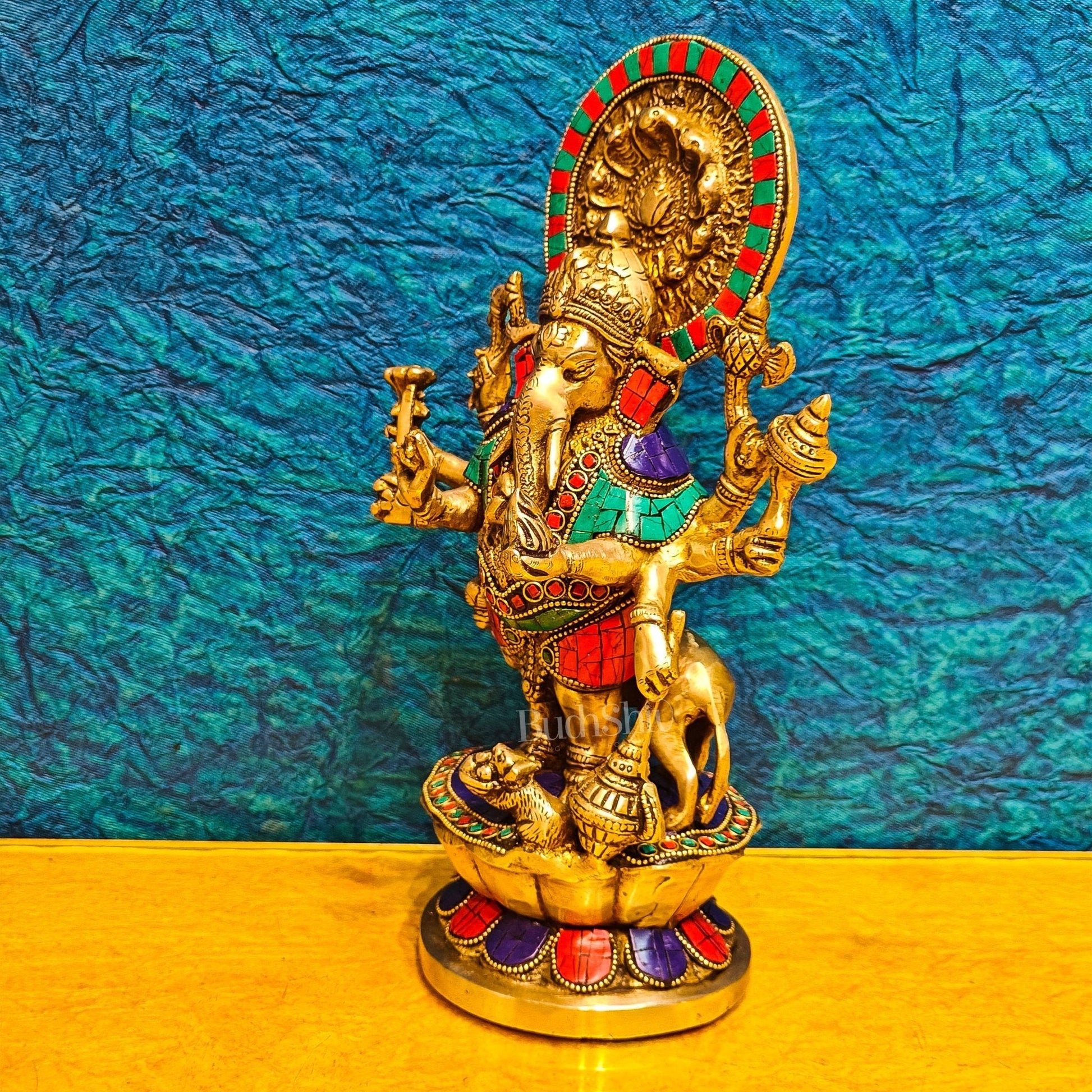 Handcrafted Dhrishti Ganesh Statue - Ward off Evil with Lord Ganesha Incarnation 12"