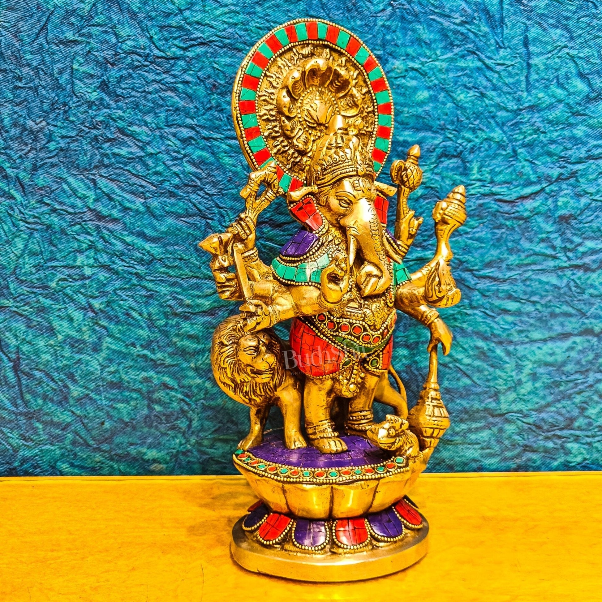 Handcrafted Dhrishti Ganesh Statue - Ward off Evil with Lord Ganesha Incarnation 12"