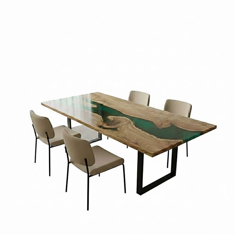 EmeraldGlow Epoxy Resin Dining Table