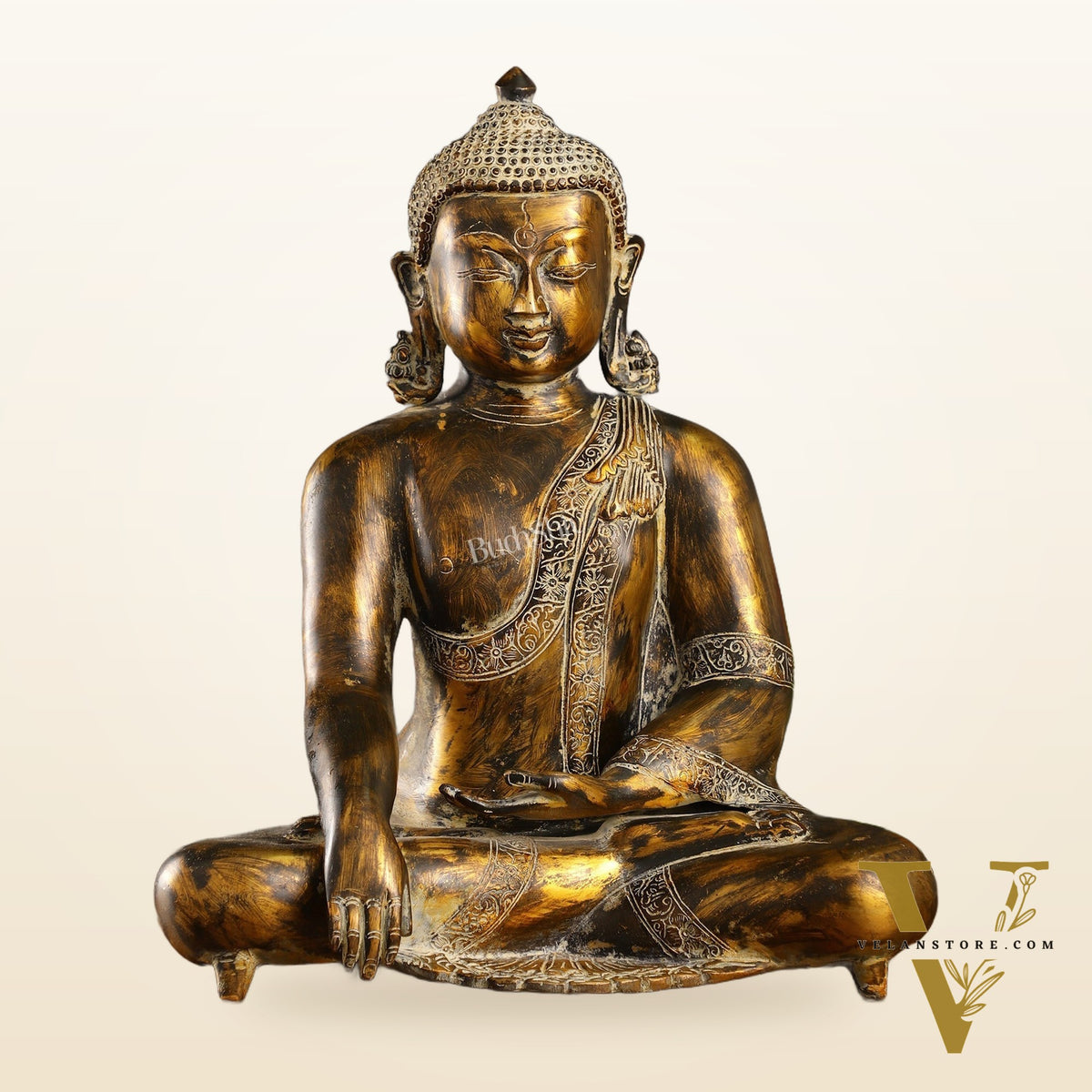 Handcrafted Fine Brass Buddha Statue | Bhoomisparsha Mudra |15"