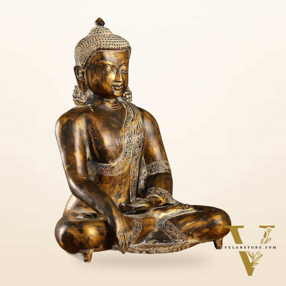 Handcrafted Fine Brass Buddha Statue | Bhoomisparsha Mudra |15"