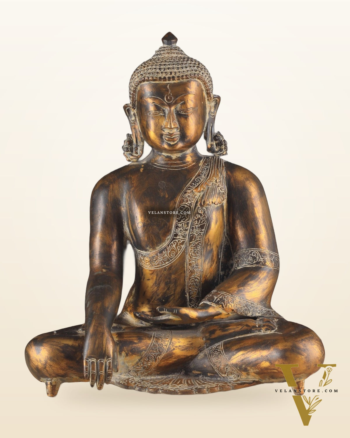 Handcrafted Fine Brass Buddha Statue | Bhoomisparsha Mudra |15"
