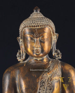 Handcrafted Fine Brass Buddha Statue | Bhoomisparsha Mudra |15"