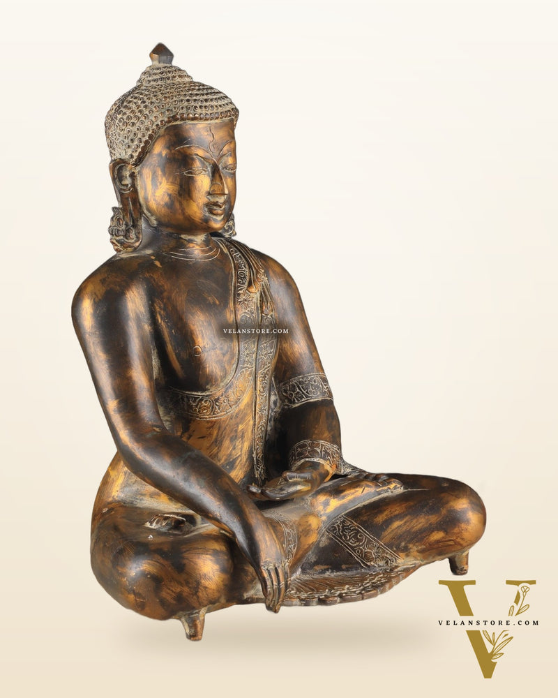 Handcrafted Fine Brass Buddha Statue | Bhoomisparsha Mudra |15"