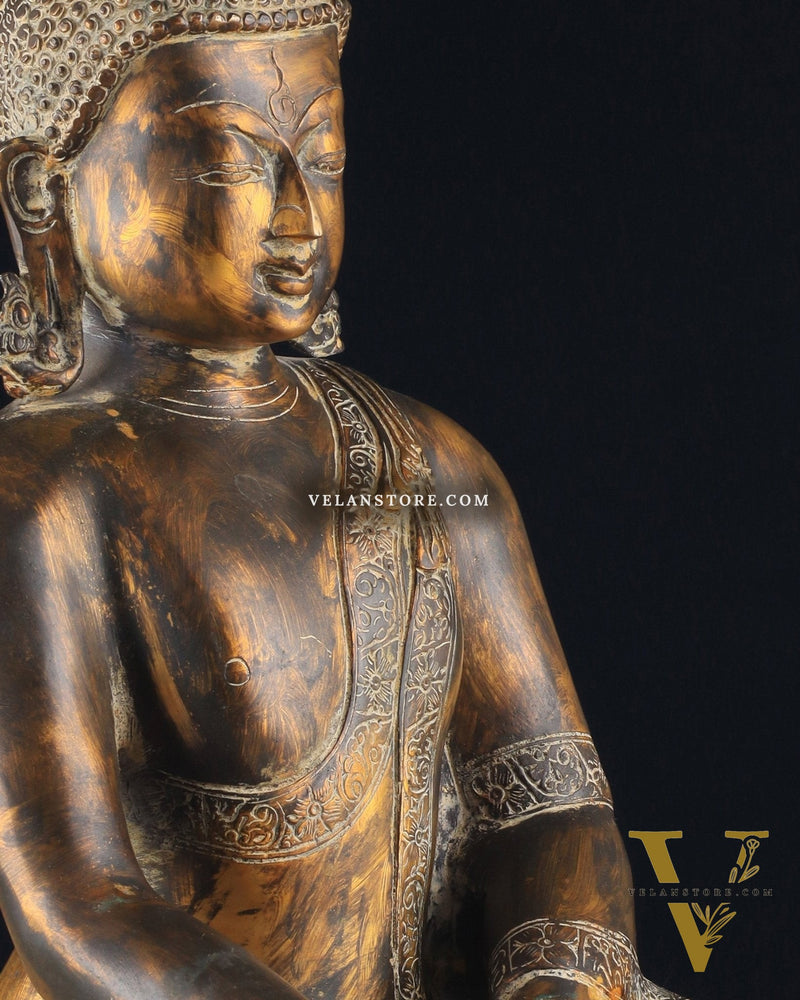 Handcrafted Fine Brass Buddha Statue | Bhoomisparsha Mudra |15"